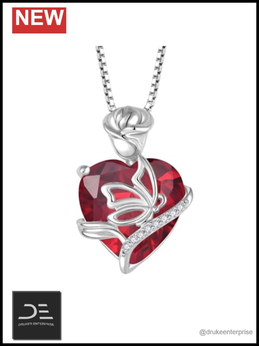 925 Sterling Silver Butterfly Birthstone Pendant Necklace for Women